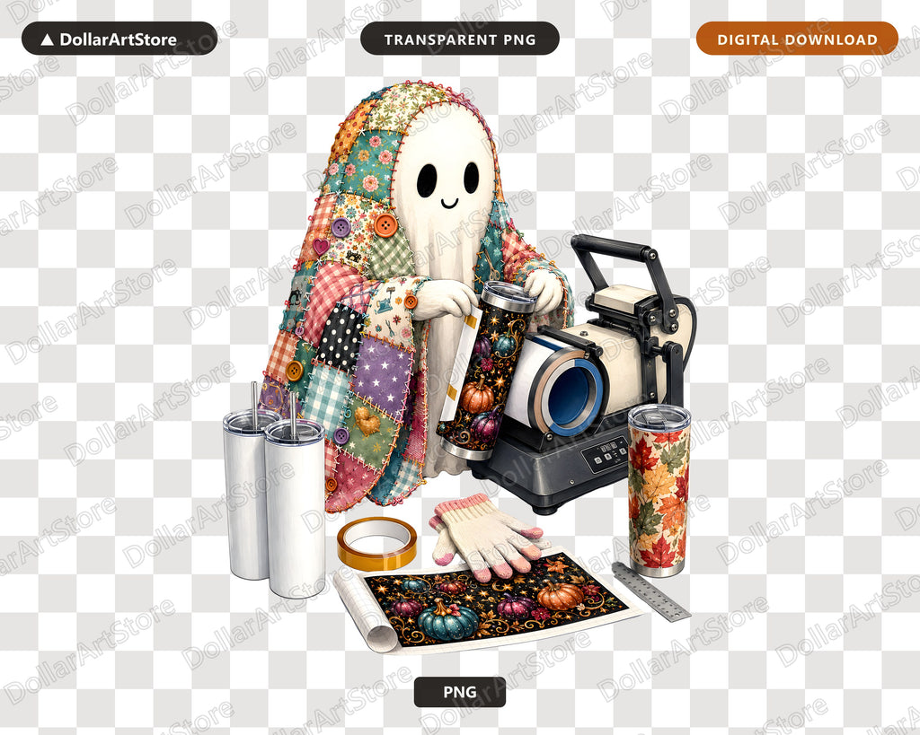 Crafting Ghost PNG, Sublimation Design, Tumbler Shirt Design Digital Download