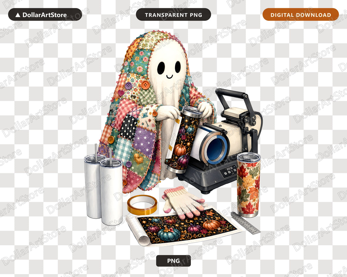 Crafting Ghost PNG, Sublimation Design, Tumbler Shirt Design Digital Download