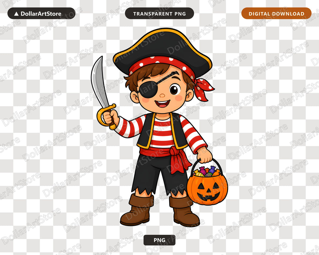 Cute Pirate Kid PNG, Halloween Costume Design, Sublimation Shirt Download
