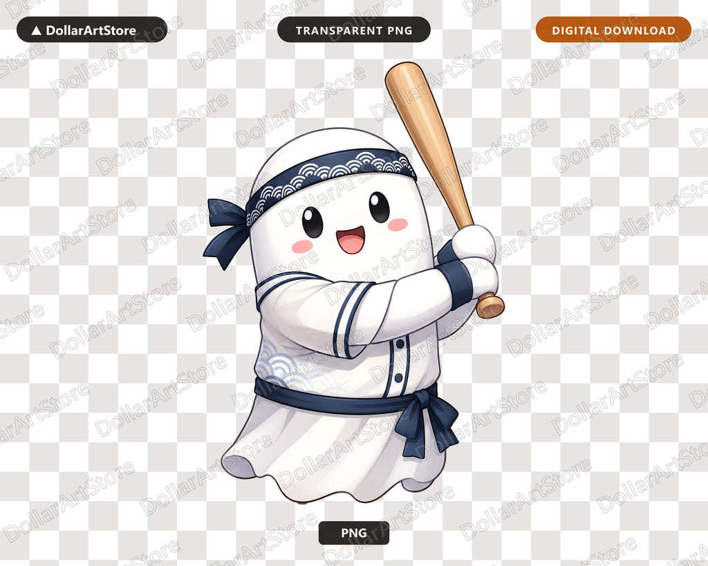 Cute Baseball Ghost PNG, Sublimation Design, Halloween Shirt Design