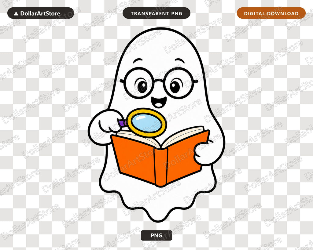 Bookish Ghost PNG, Cute Halloween Design, Sublimation Shirt Download