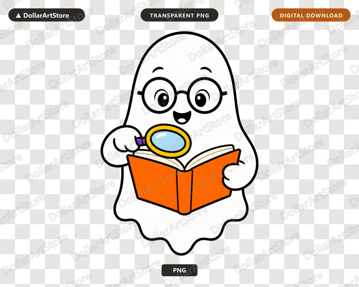 Bookish Ghost PNG, Cute Halloween Design, Sublimation Shirt Download