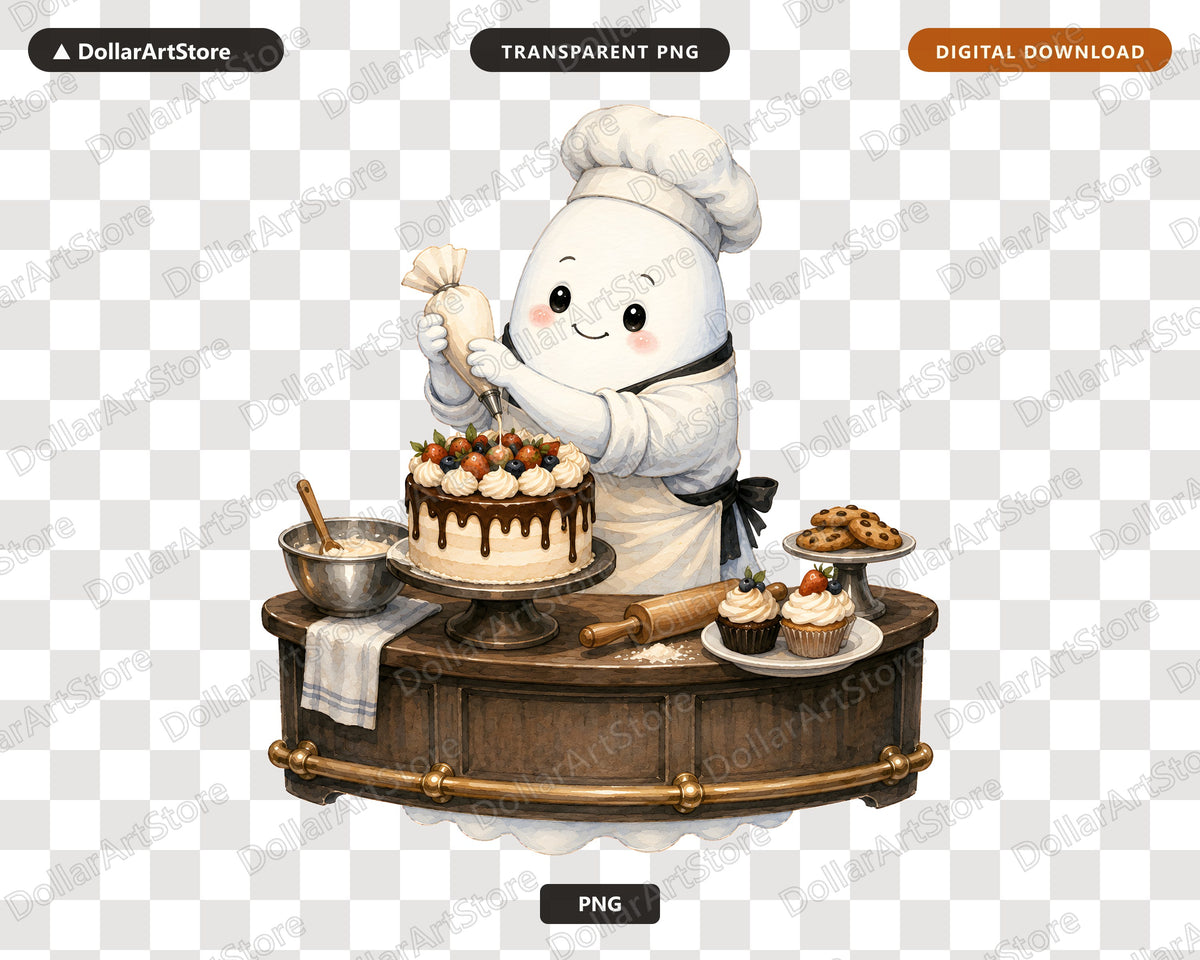 Baker Ghost PNG, Sublimation Design, Shirt & Tumbler Digital Download
