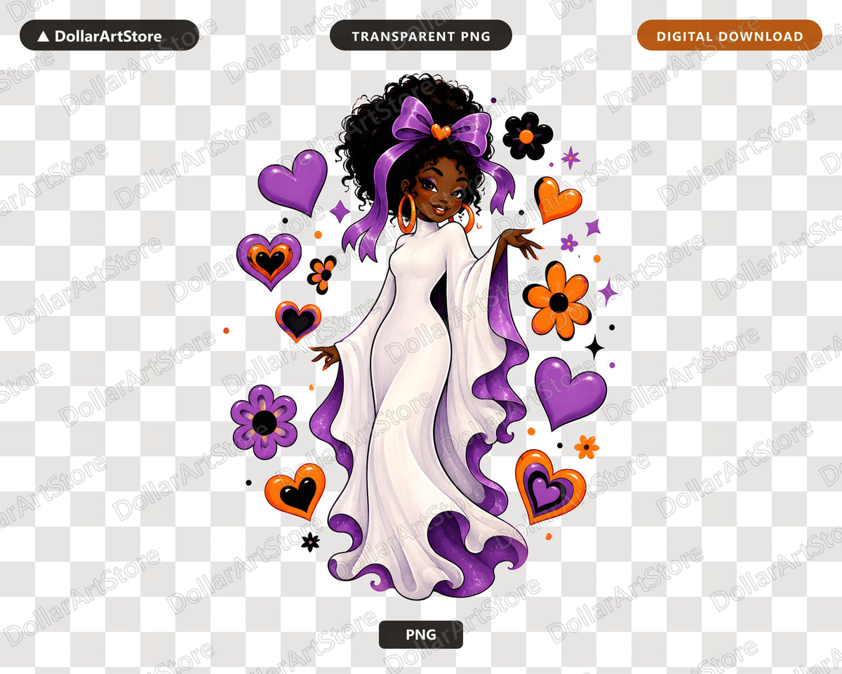 Cute Halloween Ghost Girl PNG, Sublimation Design, Shirt Graphic Download