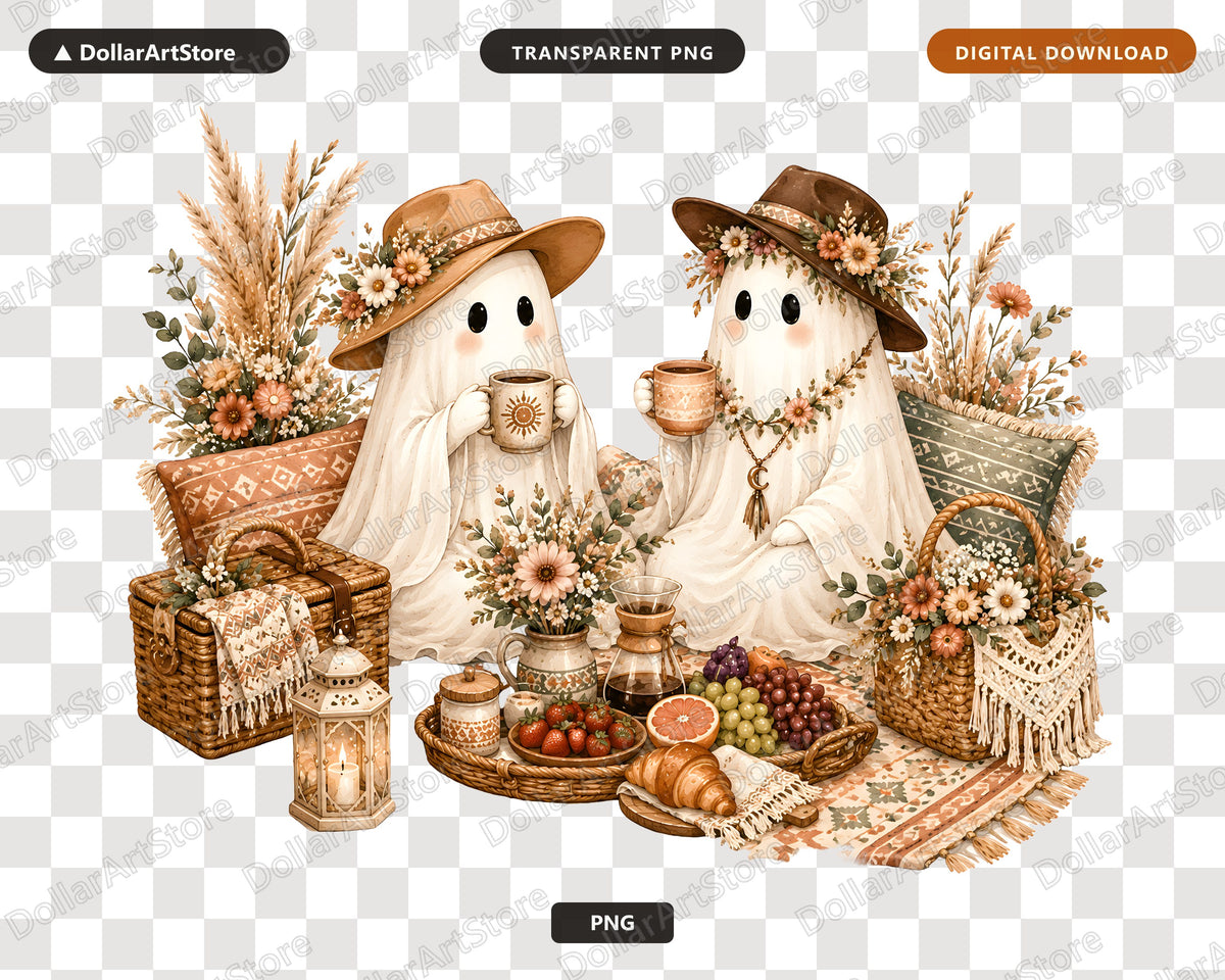 Boho Ghost PNG, Autumn Sublimation Design, Shirt & Tumbler Print Digital Download