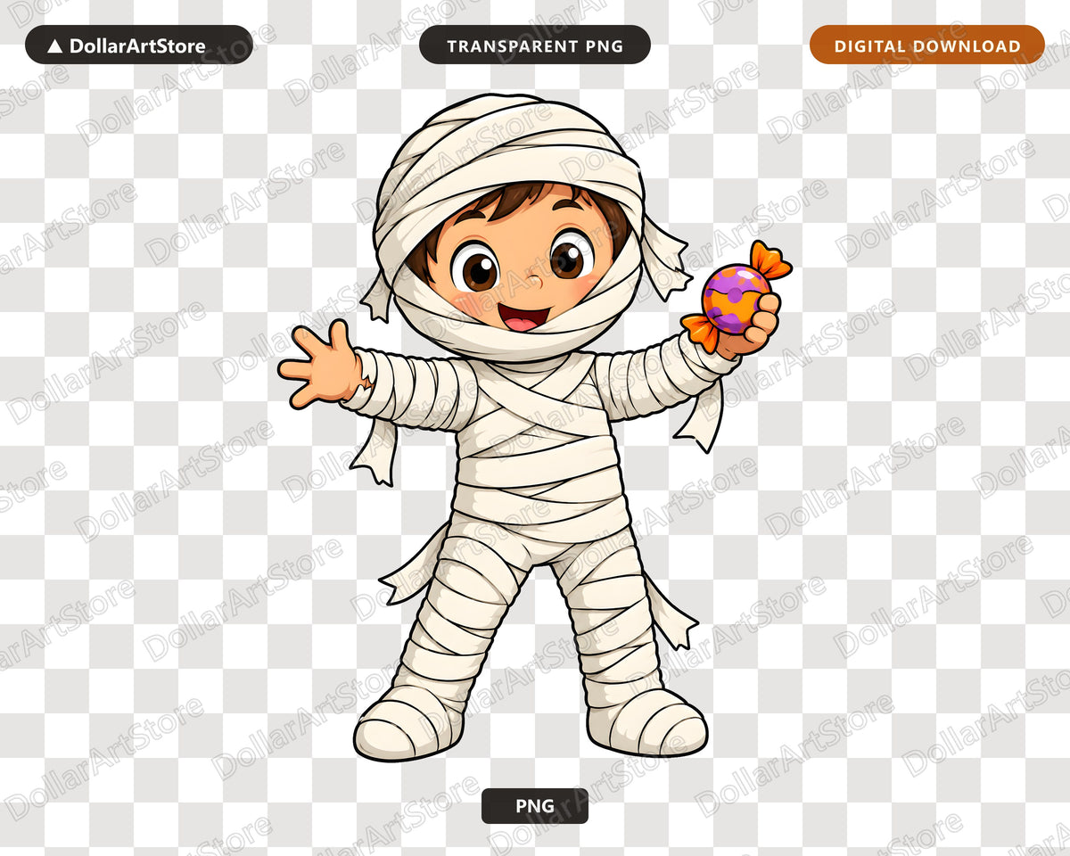 Cute Mummy Halloween Costume PNG, Sublimation Design, Kids Shirt Design Digital Download