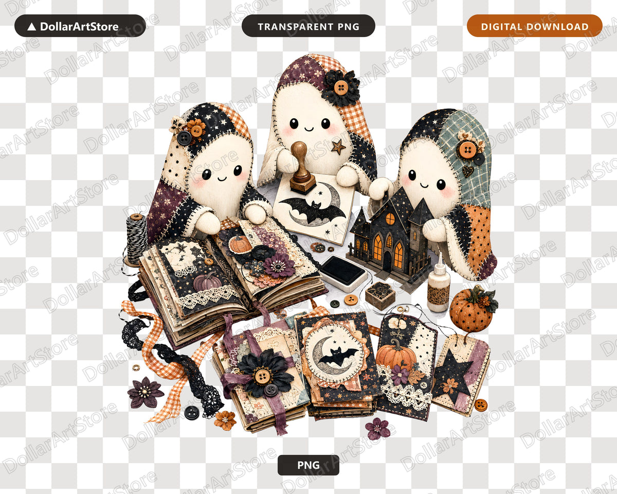 Crafting Ghost PNG, Halloween Sublimation Design, Shirt & Tumbler Print