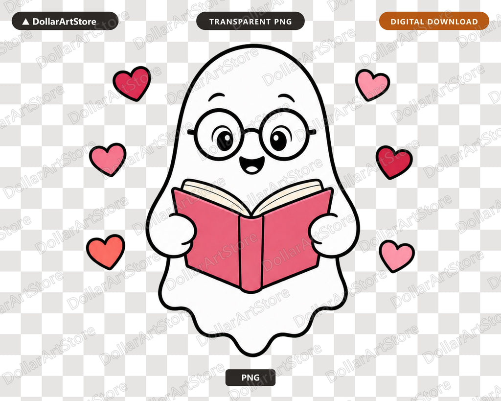 Bookish Ghost PNG, Cute Reading Design, Sublimation Shirt Download