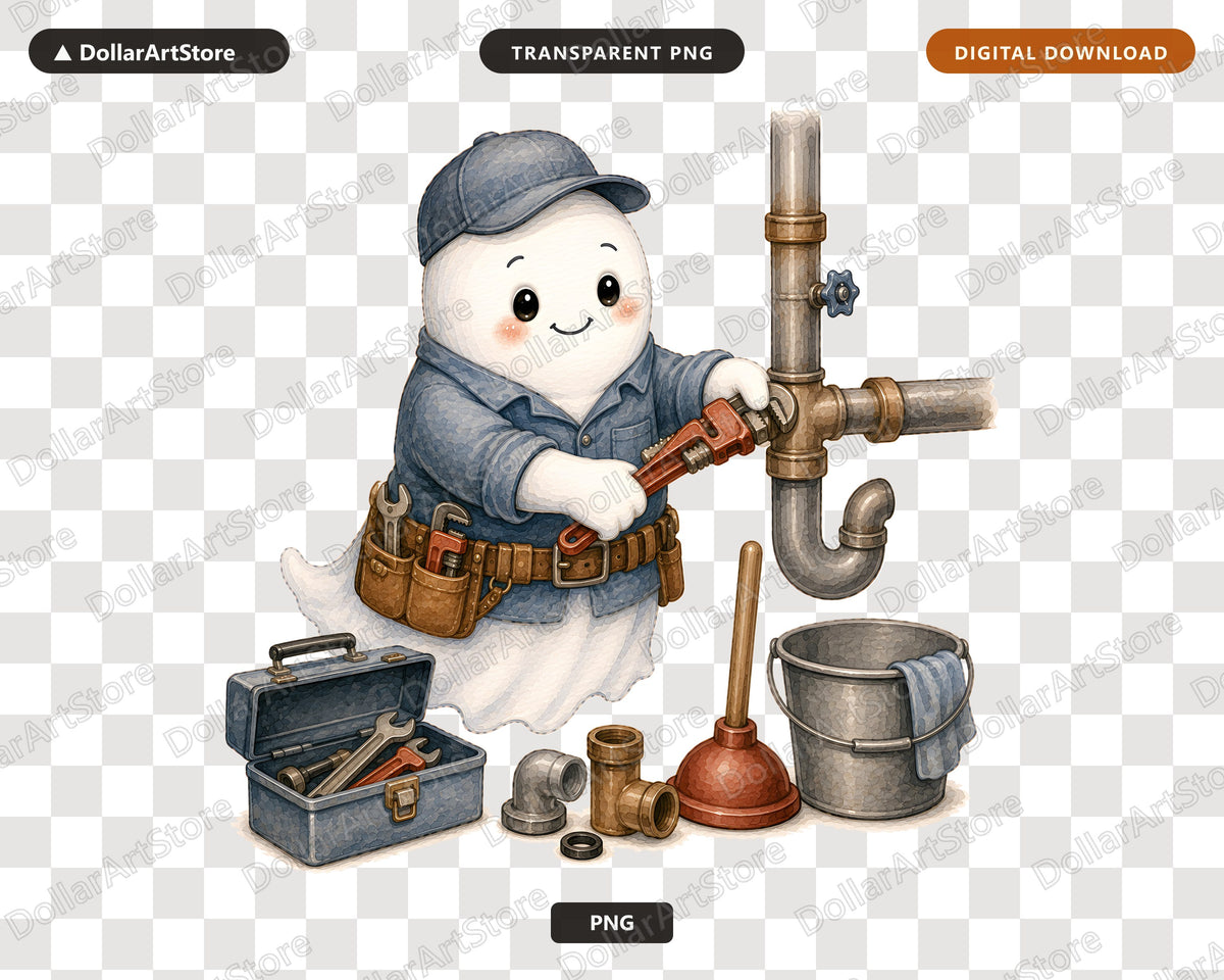 Plumber Ghost PNG, Sublimation Design, Shirt Design Digital Download