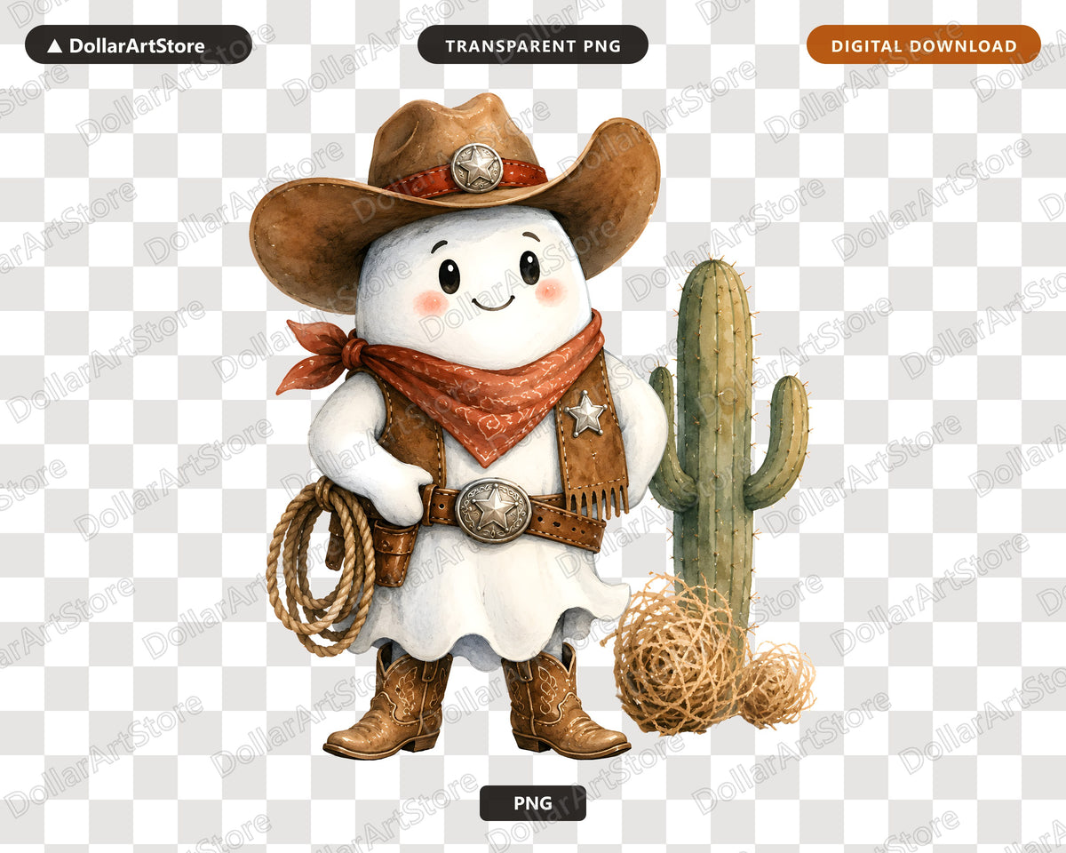 Cowboy Ghost PNG, Western Sublimation Design, Shirt & Tumbler Print Download