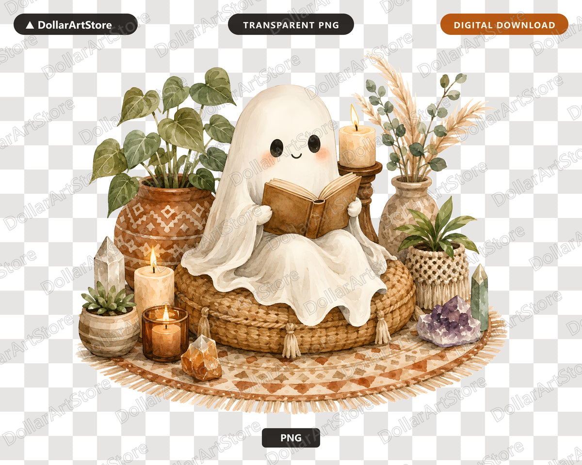 Boho Ghost PNG, Witchy Sublimation Design, Cozy Halloween Shirt Print