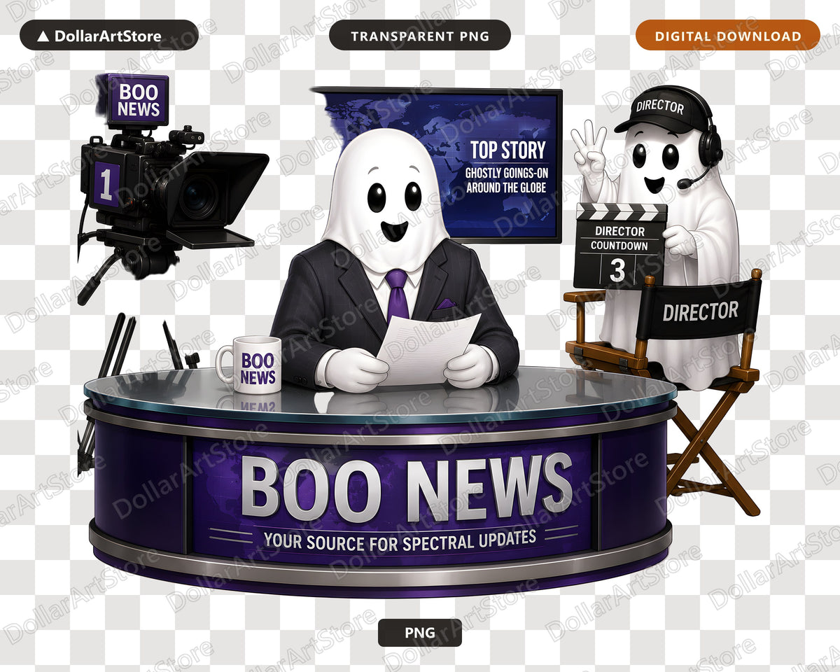 Cute Halloween Ghost PNG, Boo News Design, Sublimation Shirt Design Digital Download