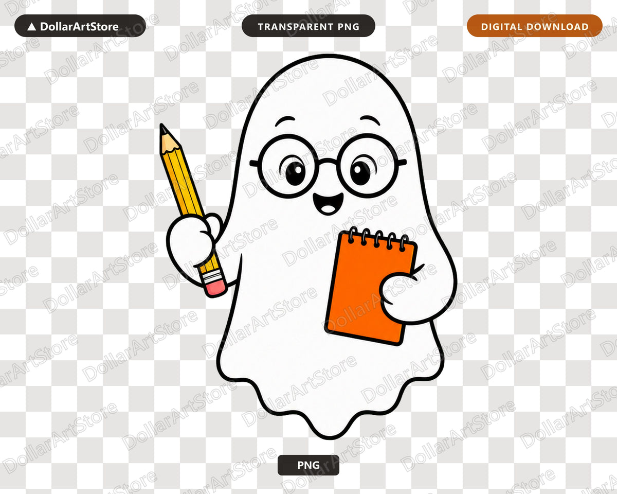 Bookish Ghost PNG, Cute Character Design, Sublimation Shirt Design Digital Download