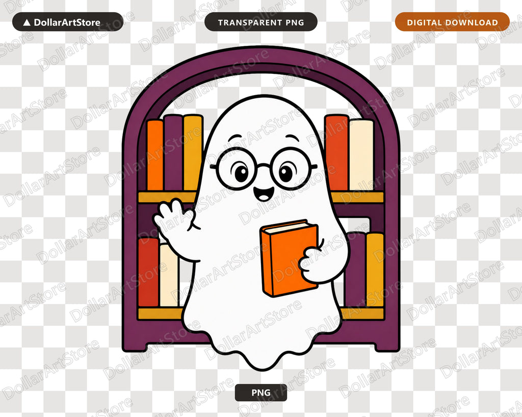 Bookish Ghost PNG, Sublimation Design, Shirt & Tumbler Digital Download