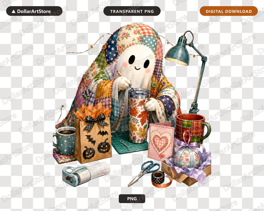Crafty Ghost PNG, Autumn Sublimation Design, Fall Shirt PNG Digital Download