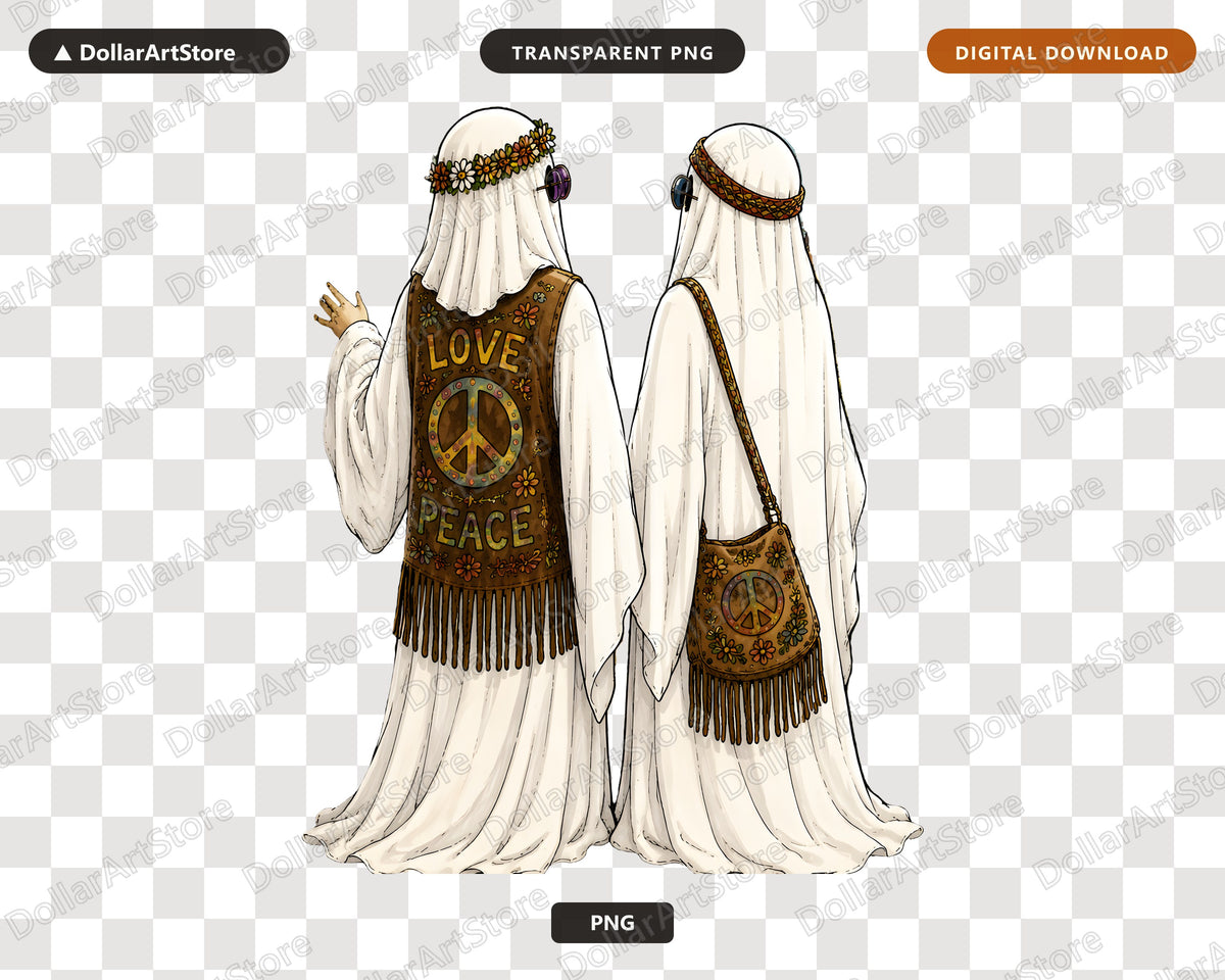 Boho Ghost Hippie PNG, Love Peace Design, Sublimation Shirt Download