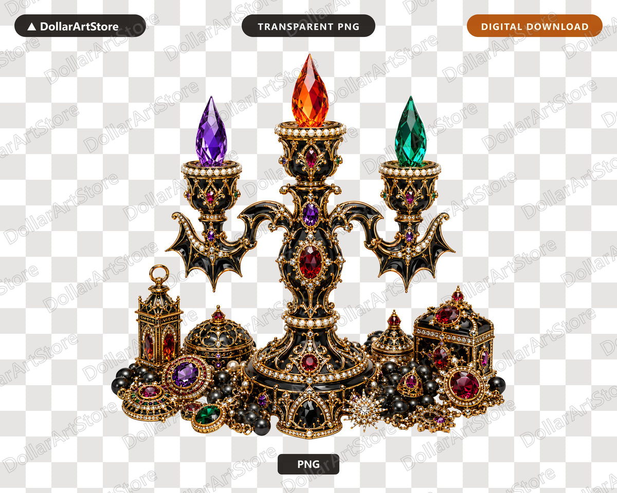 Gothic Candelabra PNG, Luxe Halloween Sublimation Design, Dark Glamour Shirt Print