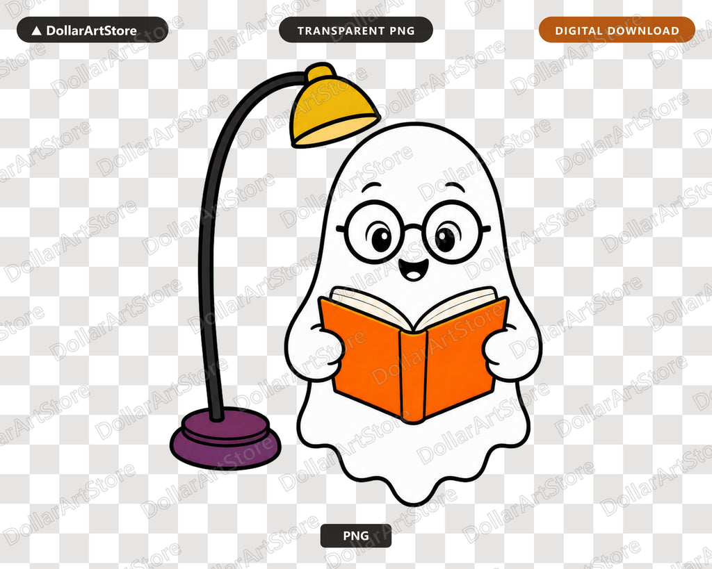 Bookish Ghost PNG, Reading Ghost Sublimation Design, Digital Download