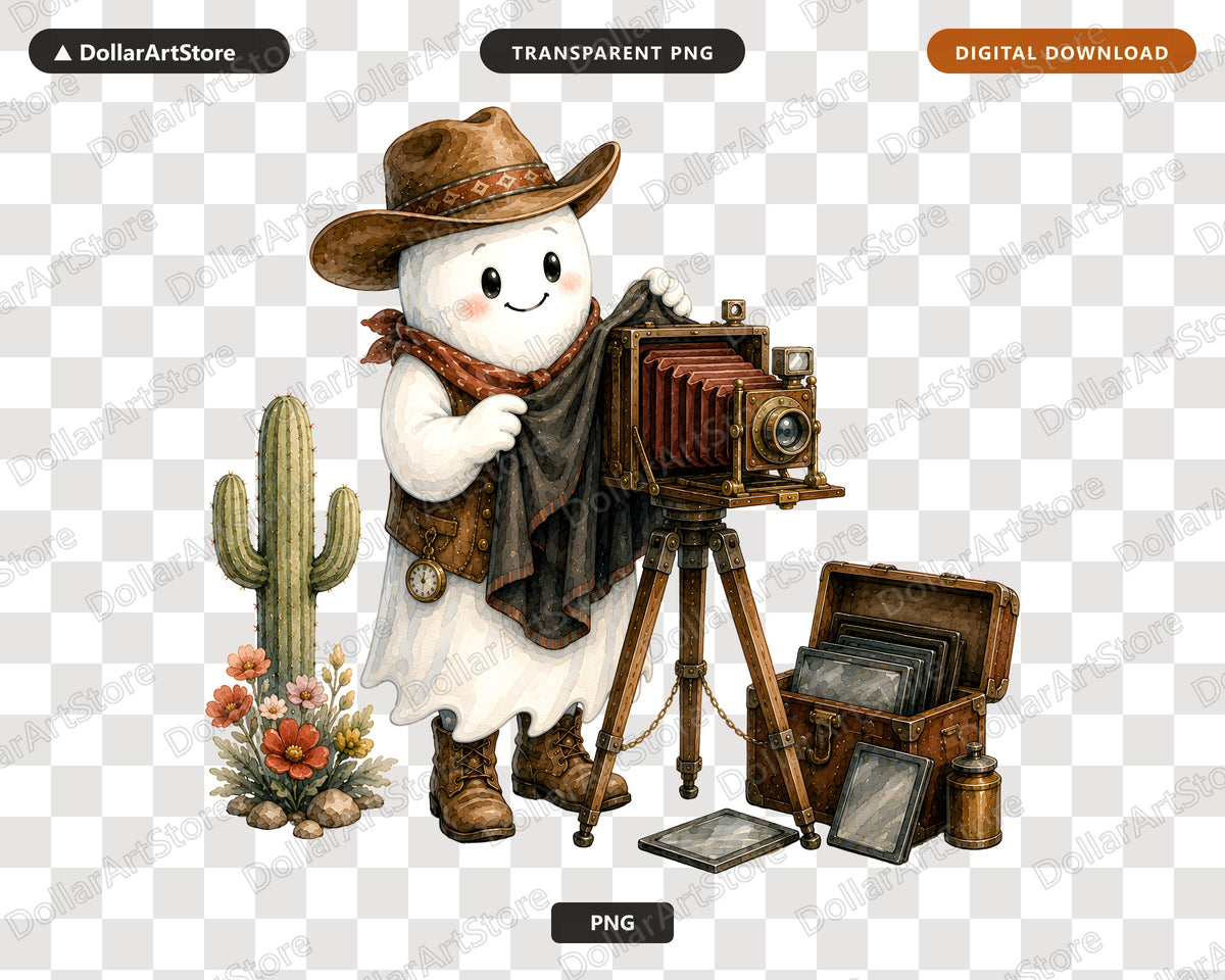Western Cowboy Ghost PNG, Steampunk Sublimation Design, Shirt & Tumbler PNG