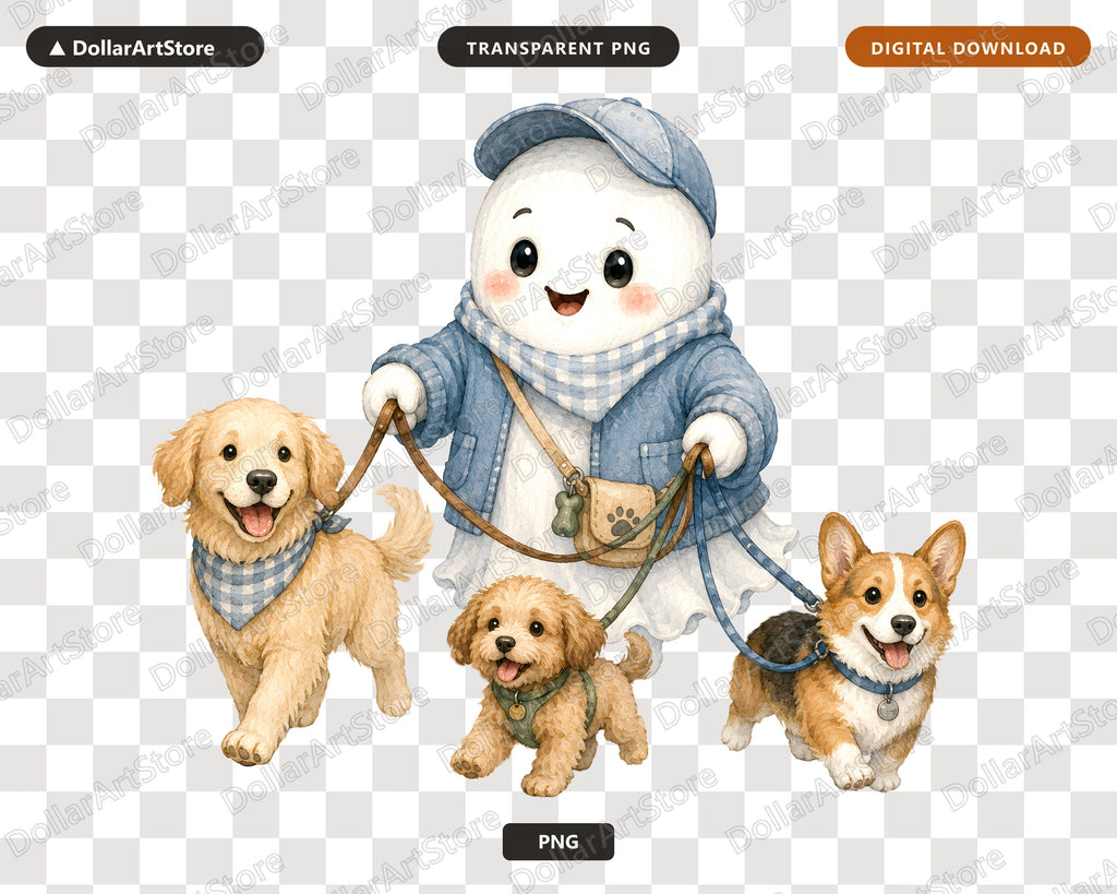 Cute Snowman Walking Dogs PNG, Sublimation Design, Digital Download
