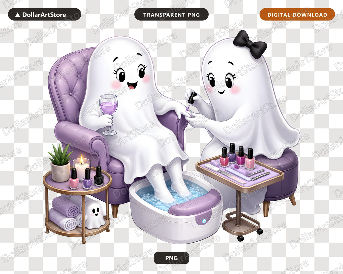 Cute Halloween Ghost Spa Day PNG, Sublimation Design, Shirt Tumbler Print