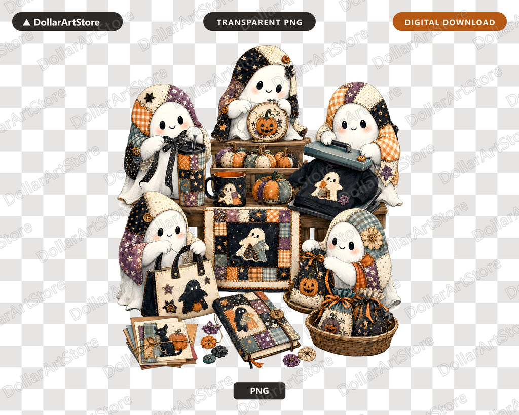 Crafting Ghost PNG, Halloween Sublimation Design, Spooky Planner Digital Download