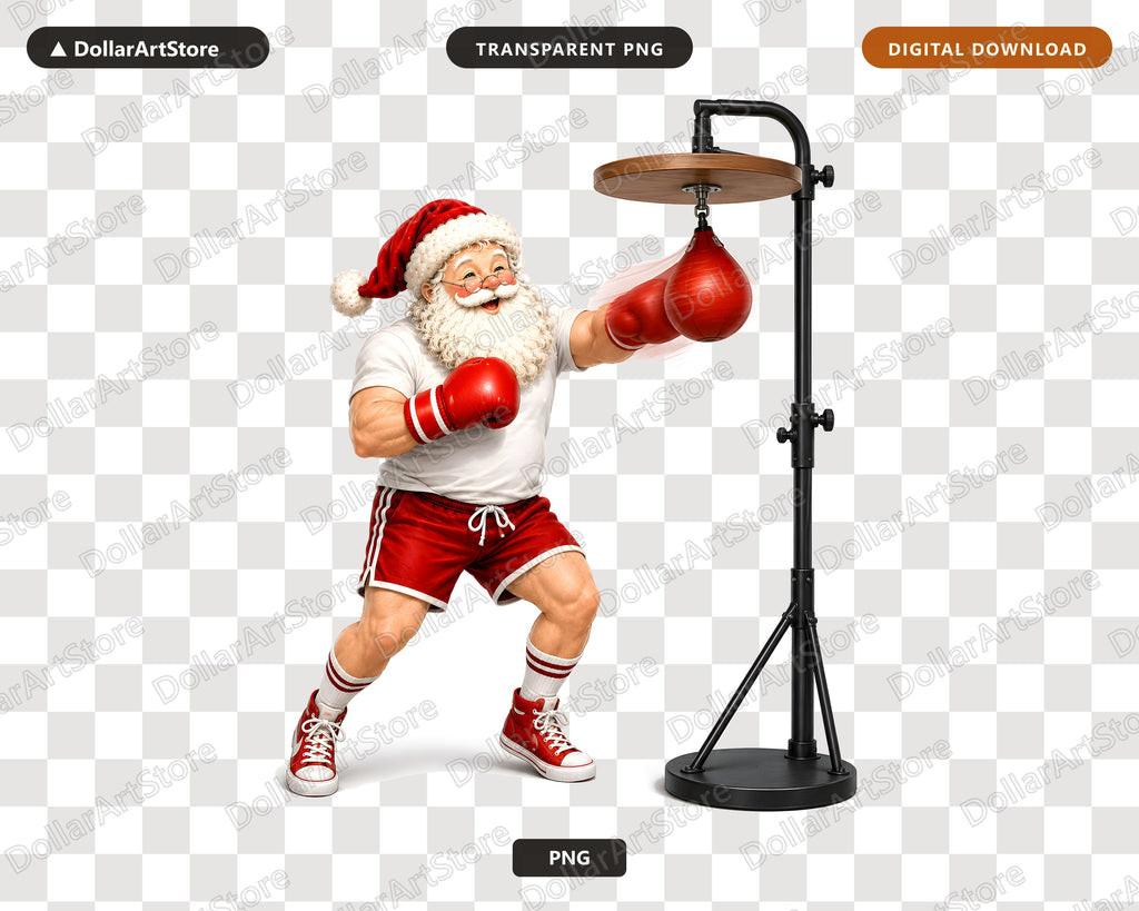 Boxer Santa PNG, Christmas Sublimation Design, Holiday Shirt Design Digital Download