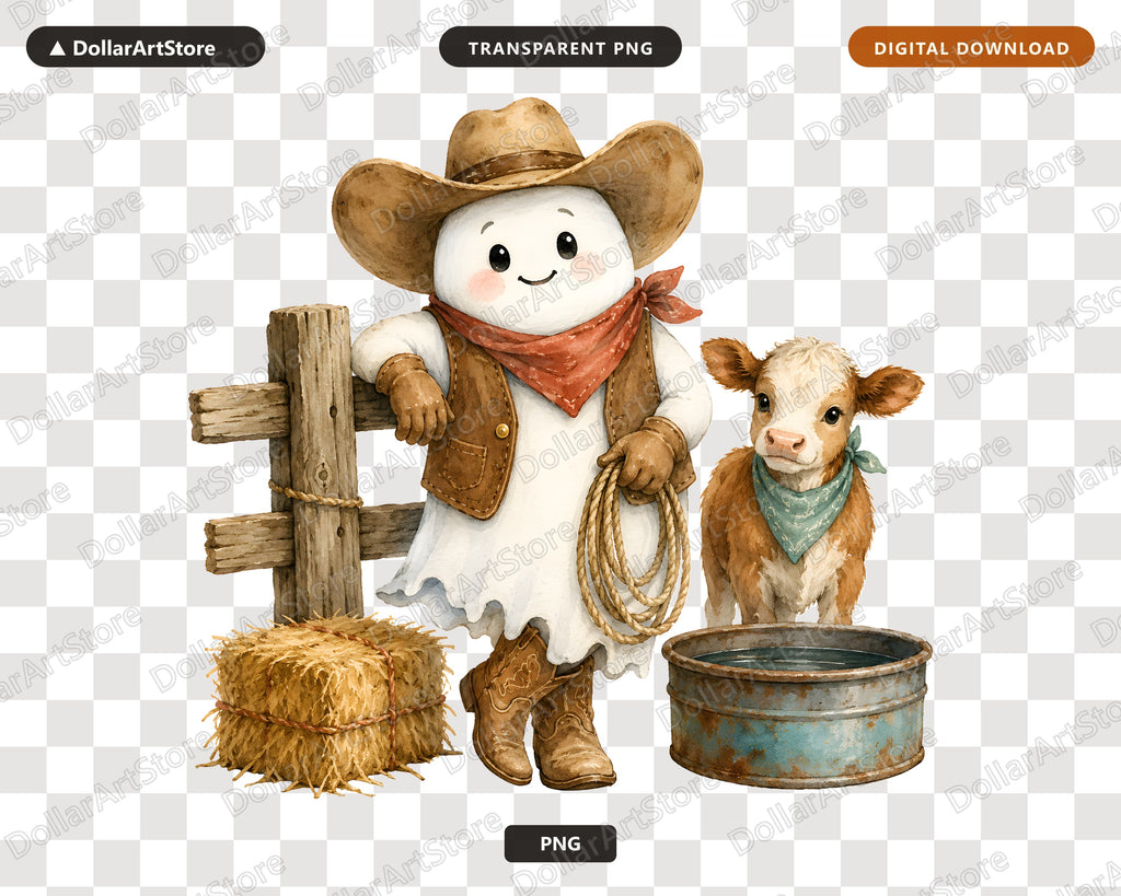 Western Cowboy Ghost PNG, Sublimation Design, Shirt Sublimation Print Download