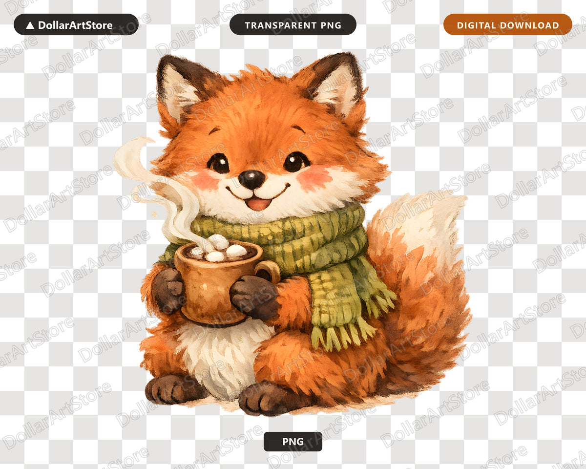 Cozy Fox PNG, Sublimation Design, Shirt Design Digital Download