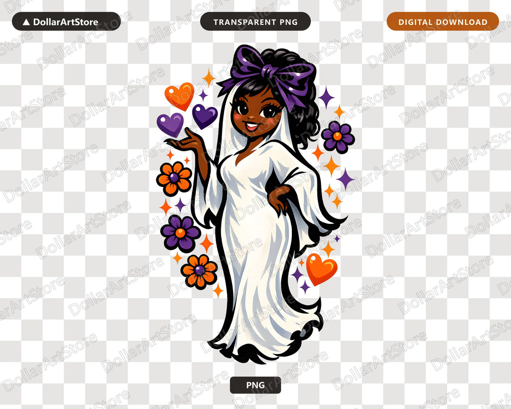 Cute Ghost Girl PNG, Halloween Sublimation Design, Shirt & Tumbler Digital Download
