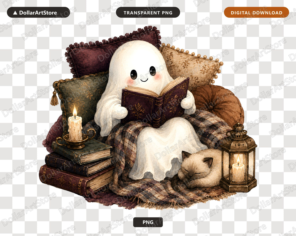 Bookish Ghost PNG, Sublimation Design, Shirt & Tumbler Digital Download