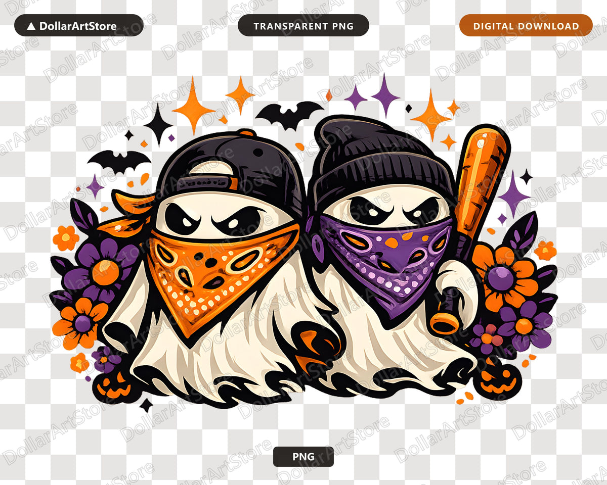 Cute Halloween Ghosts PNG, Sublimation Design, Shirt Design Digital Download