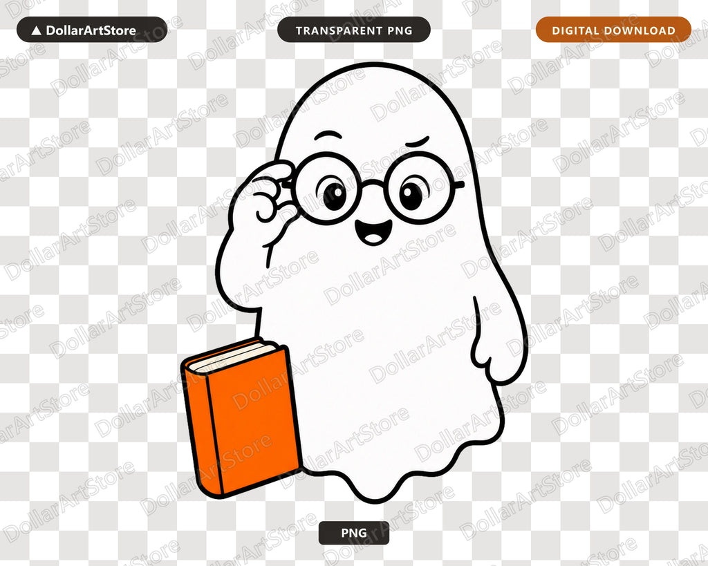 Bookish Ghost PNG, Cute Reading Design, Sublimation Shirt PNG Download
