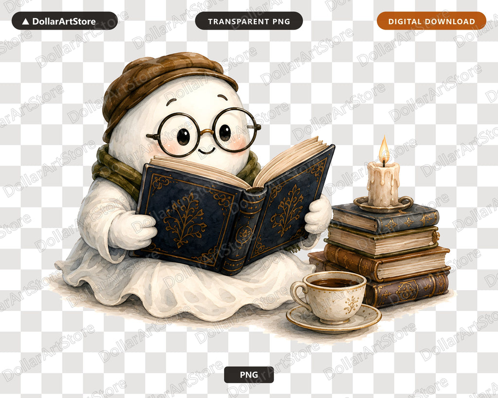Bookish Ghost PNG, Sublimation Design, Reading Lover Shirt Design