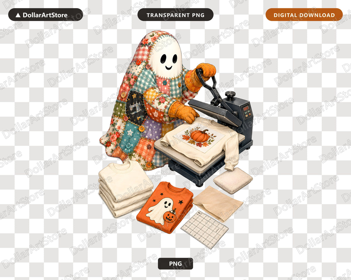 Crafting Ghost PNG, Fall Sublimation Design, Halloween Shirt Print