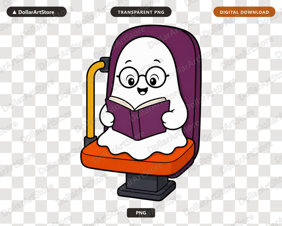 Bookish Ghost PNG, Cute Reading Character Design, Shirt & Tumbler PNG