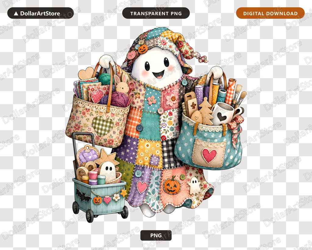 Crafting Ghost PNG, Sublimation Design, Fall Shirt & Tumbler Design