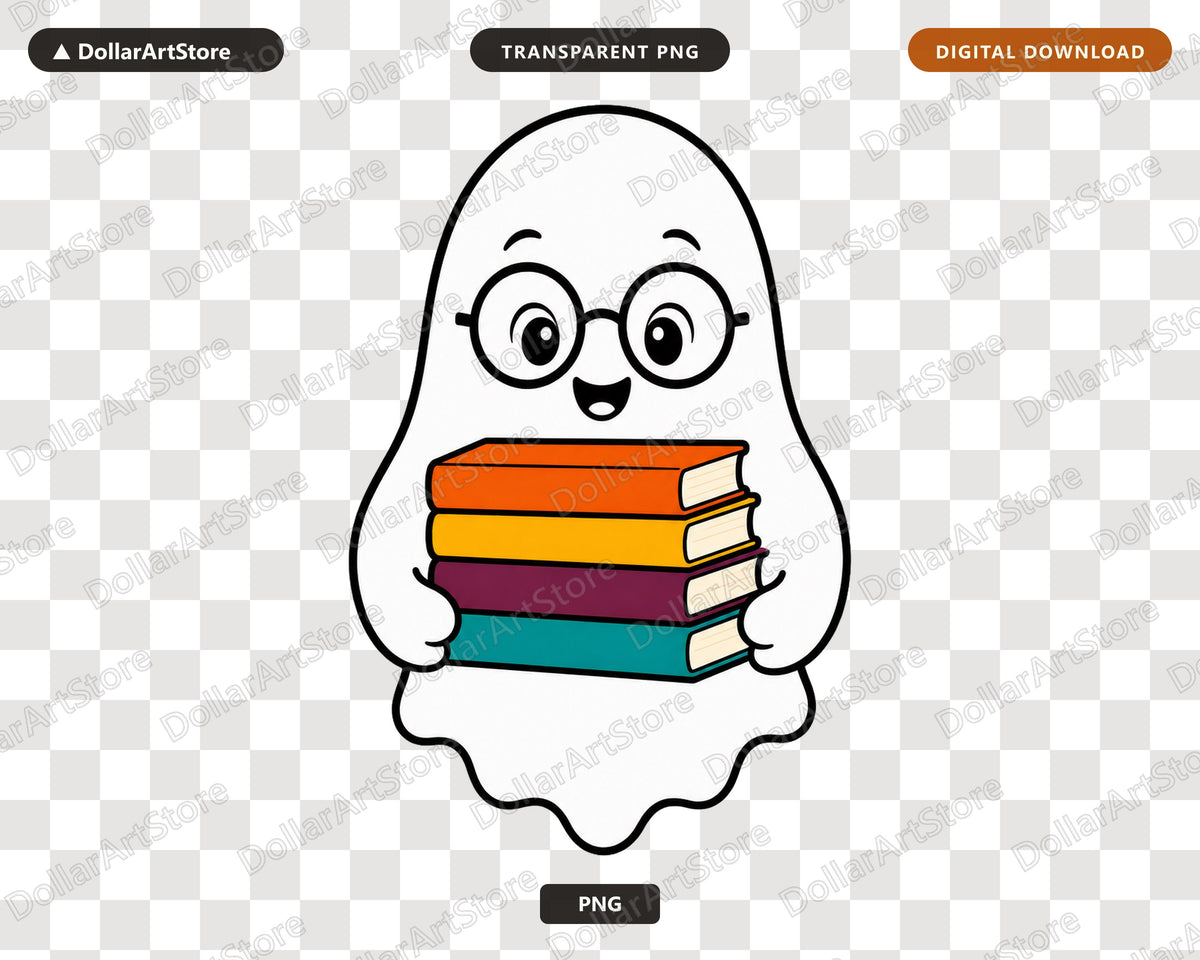 Bookish Ghost PNG, Cute Book Lover Design, Sublimation Shirt Digital Download