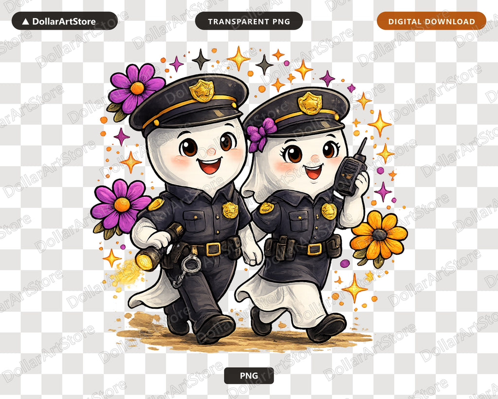 Cute Police Ghost PNG, Sublimation Design, Shirt & Tumbler Digital Download