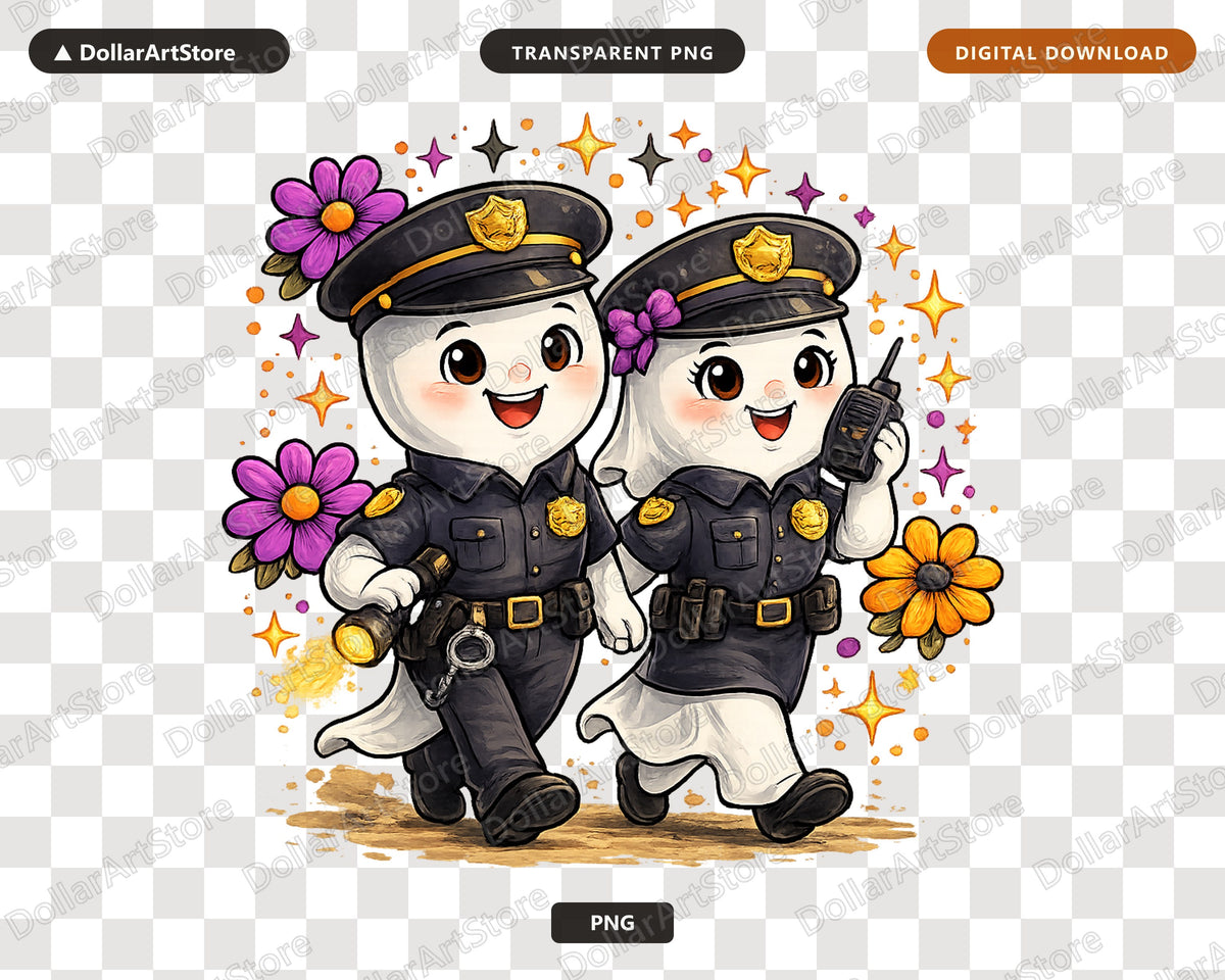 Cute Police Ghost PNG, Sublimation Design, Shirt & Tumbler Digital Download