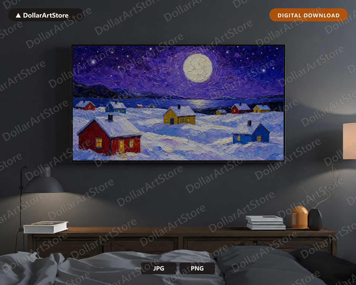 Cozy Arctic Winter Frame TV Art, Samsung Frame TV Digital Download, 4K Textured Winter Landscape