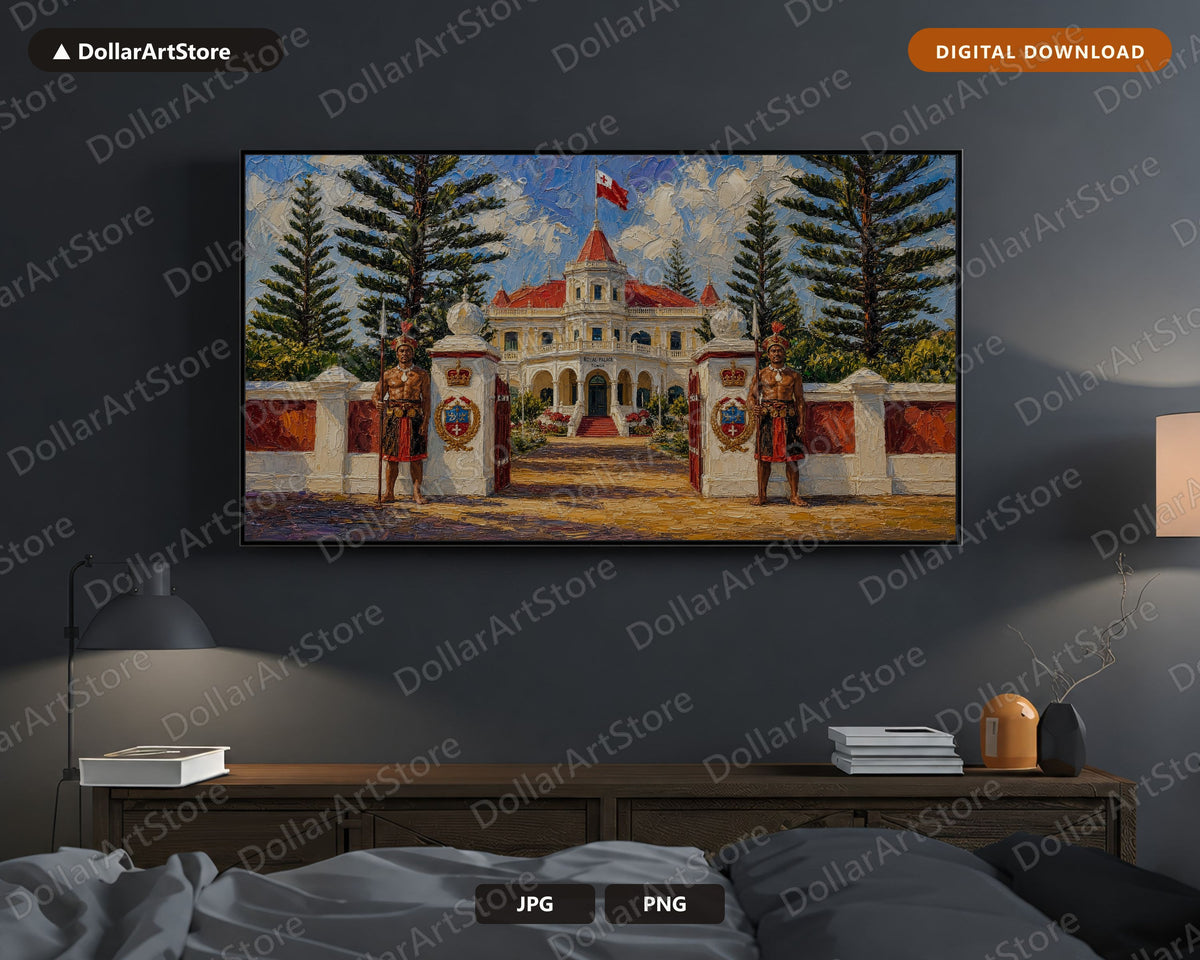 Cozy Palace Frame TV Art, Samsung Frame TV Digital Download, 4K Textured Royal Scenery