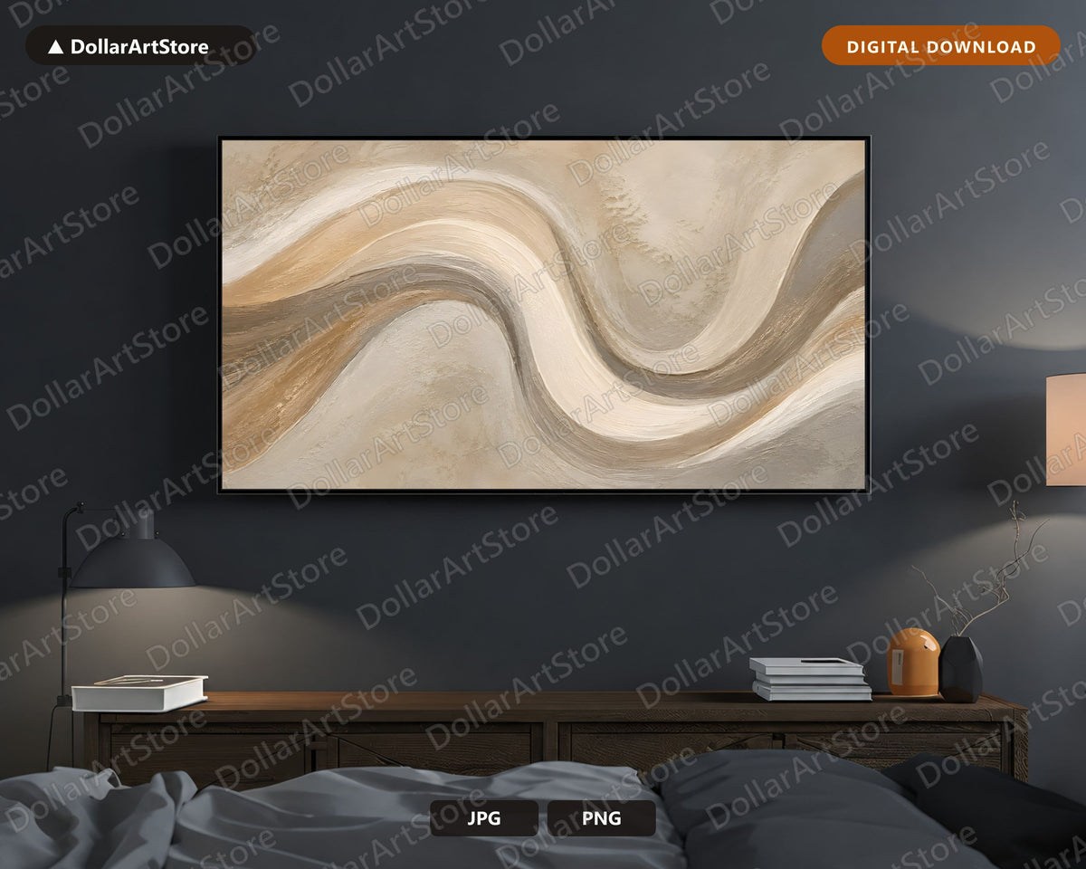 Neutral Abstract Frame TV Art, Samsung Frame TV Digital Download, 4K Flowing Waves Screensaver