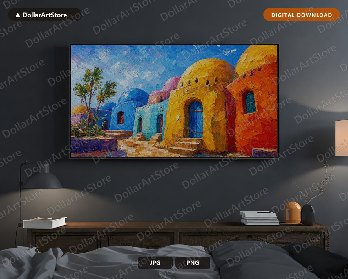Colorful North Africa Frame TV Art, Samsung Frame TV Digital Download, 4K Textured Scenic Screensaver