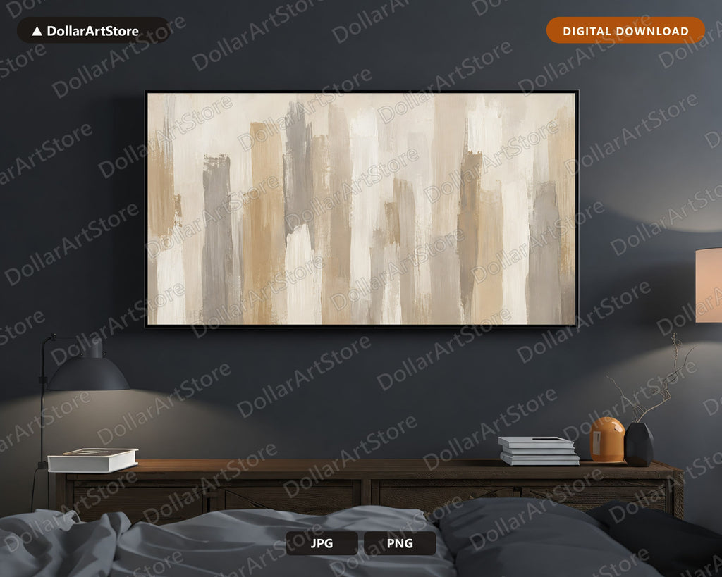 Neutral Abstract Cityscape Frame TV Art, Samsung Frame TV Digital Download, 4K Screensaver