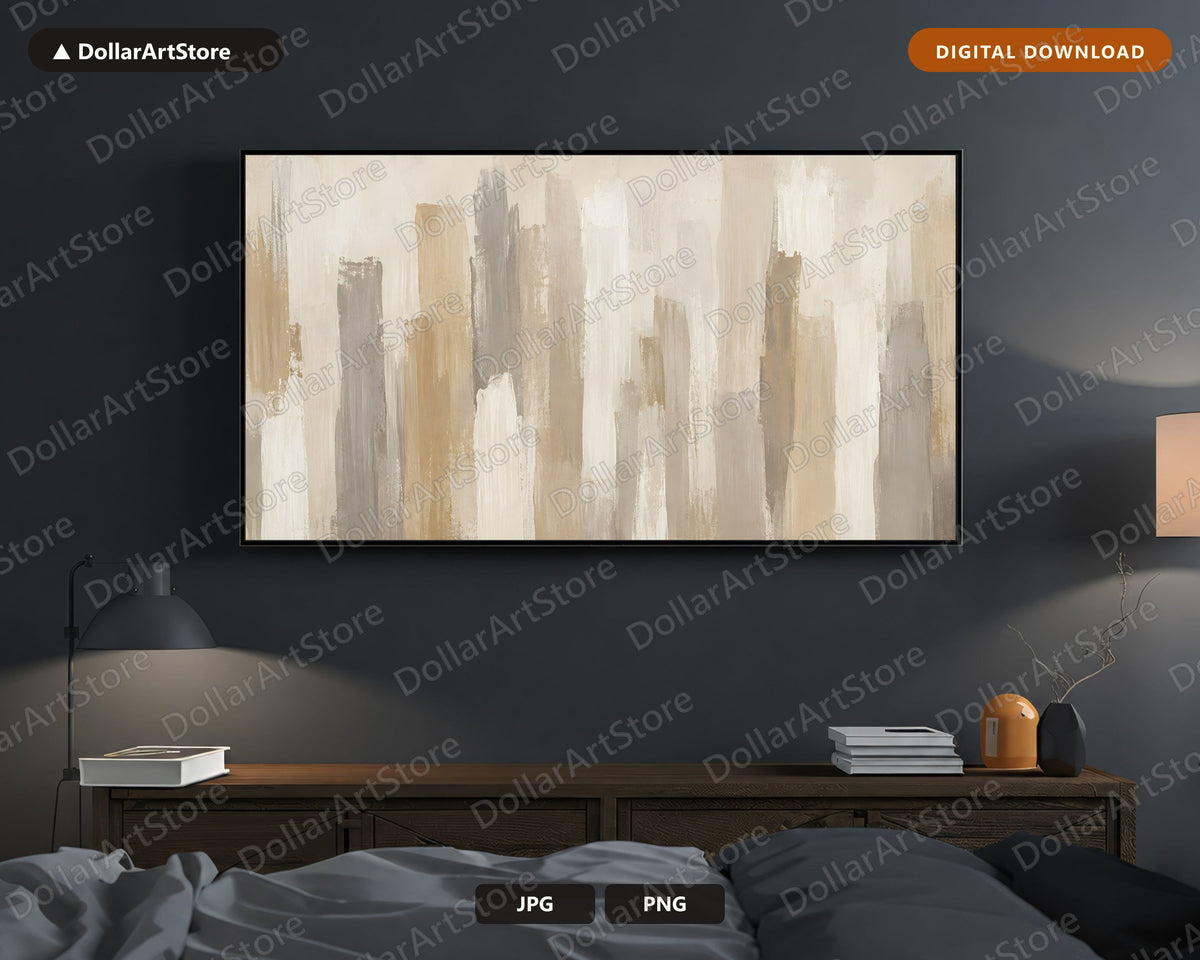 Neutral Abstract Cityscape Frame TV Art, Samsung Frame TV Digital Download, 4K Screensaver