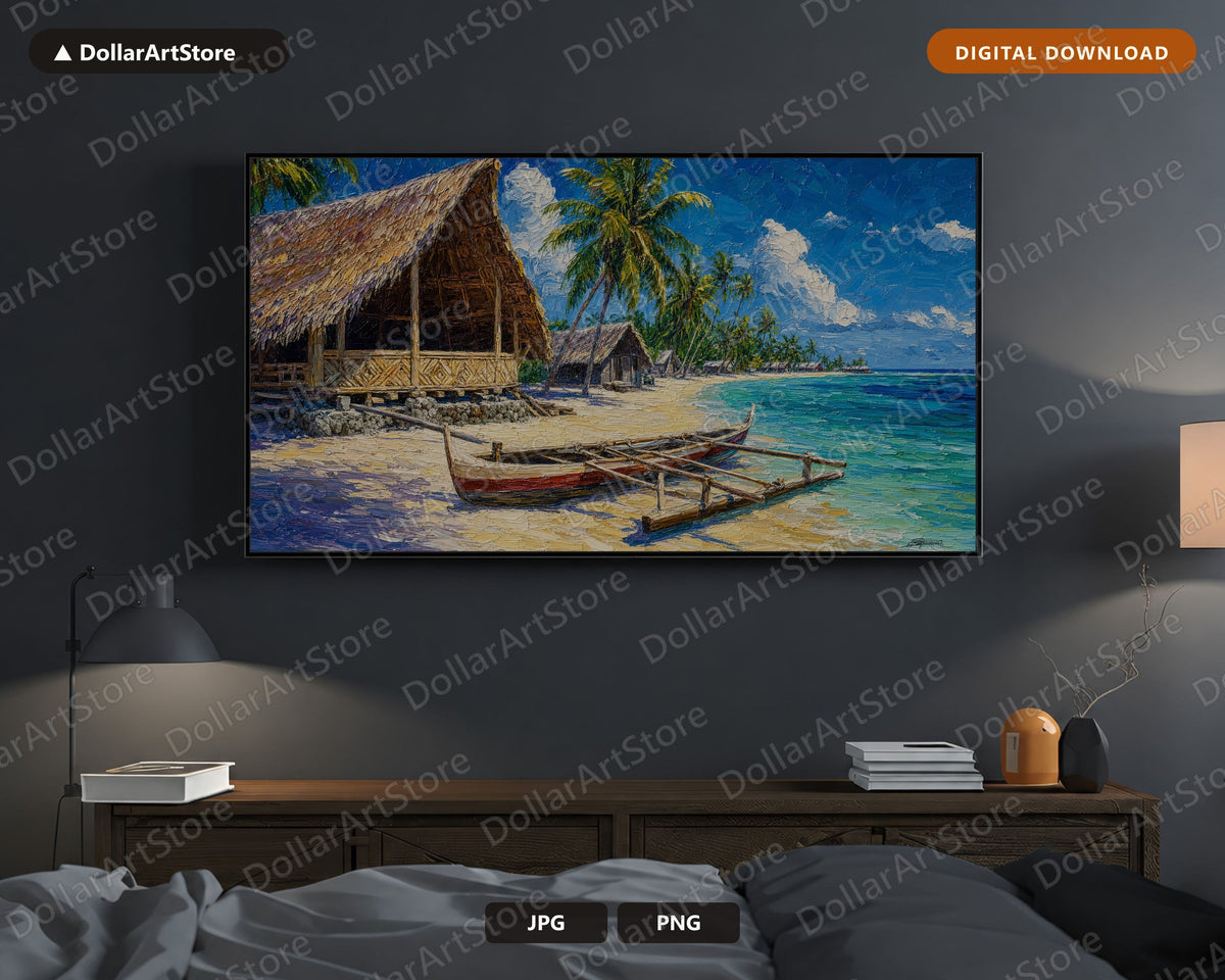 Tropical Atoll Scenery Frame TV Art, Samsung Frame TV Digital Download, 4K Beach Landscape