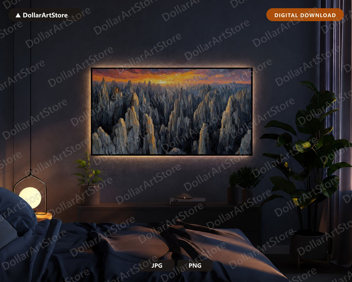 Cozy Earthy Landscape Frame TV Art, Samsung Frame Digital Download, 4K Textured Scenery