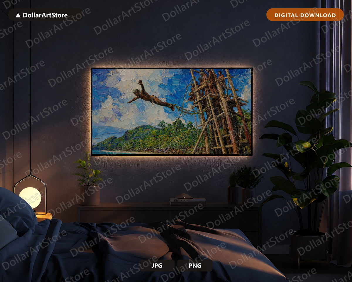 Land-Diving Scenery Textured Samsung Frame TV Art Digital Download