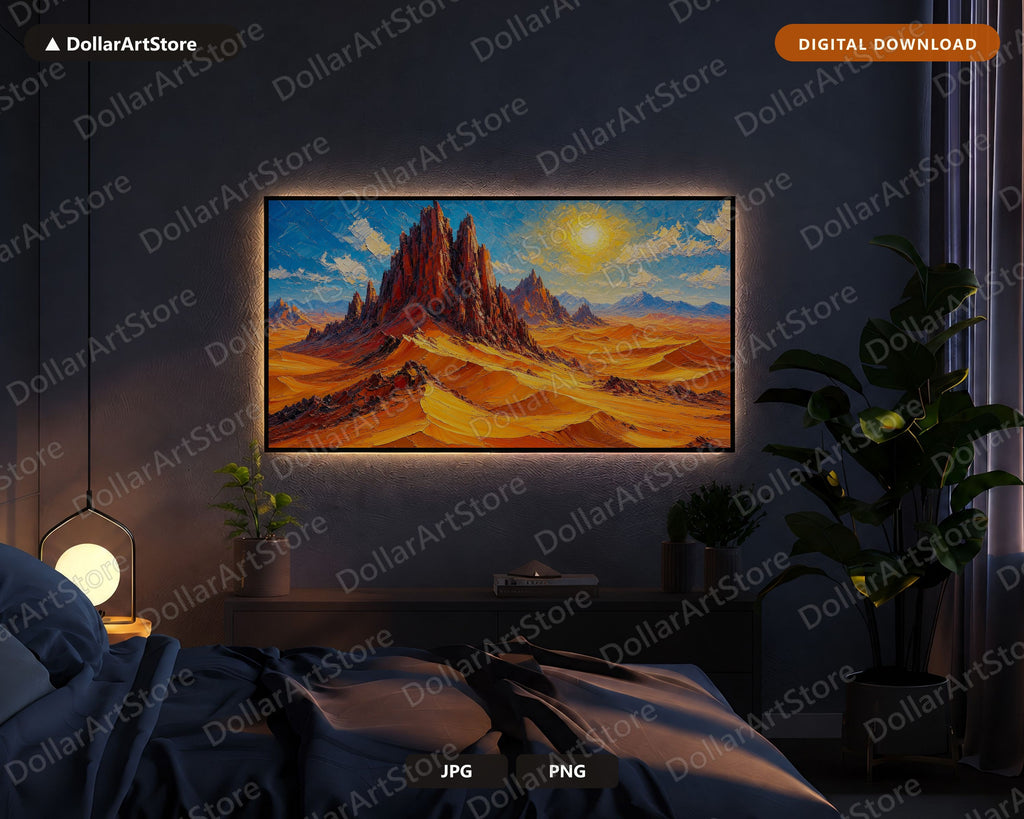 Cozy Desert Landscape Frame TV Art, Textured Middle East Scenery, Samsung Frame TV 4K Digital Download